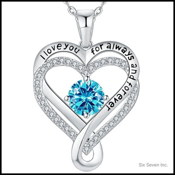 Sterling Silver Infinity Heart Birthstone Necklace Elegant Anniversary Gift